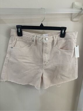 Frame Denim Pale Pink High-Rise Denim Shorts